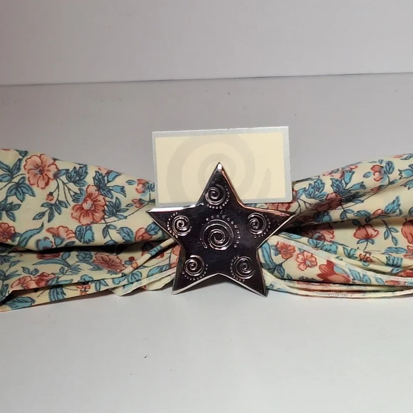 Pier One Star Napkin Rings 4 silver plate with 5 place card holders In box - Picture 9 of 12
